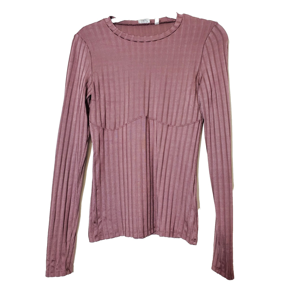 Wilfred Womens Medium Top Ribbed Long Sleeve Stretch Viscose Aritzia Tight Satin